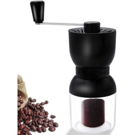 Manual Coffee Grinder, Adjustable Coffee Grinder with Two Ceramic Containers with Refillable Lids for Aeropress, Drip Coffee, Espresso, French Press, Turkish Brewing