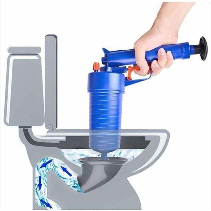 Manual drain unblocker – High-pressure pump with 4 suction cups – Removes hair, grease, and blockages – Reusable tool