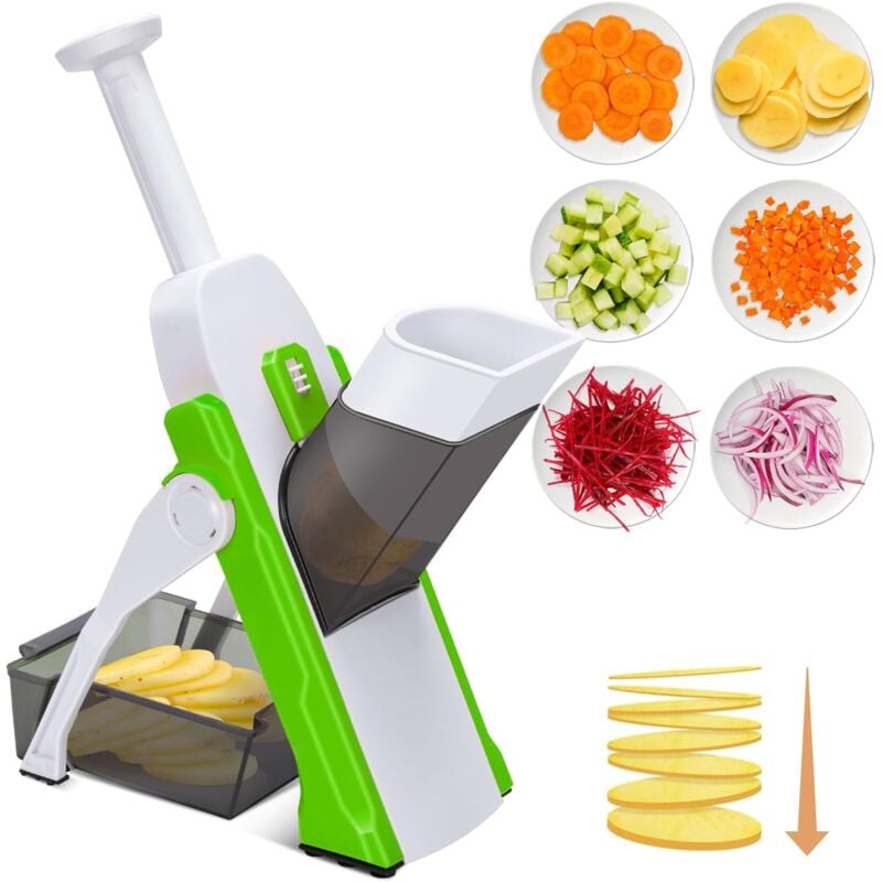 Coupe-légumes manuel, multifonction pour tous les types de légumes avec lame en acier inoxydable, julienne, cubes, pommes de terre frites, carottes,