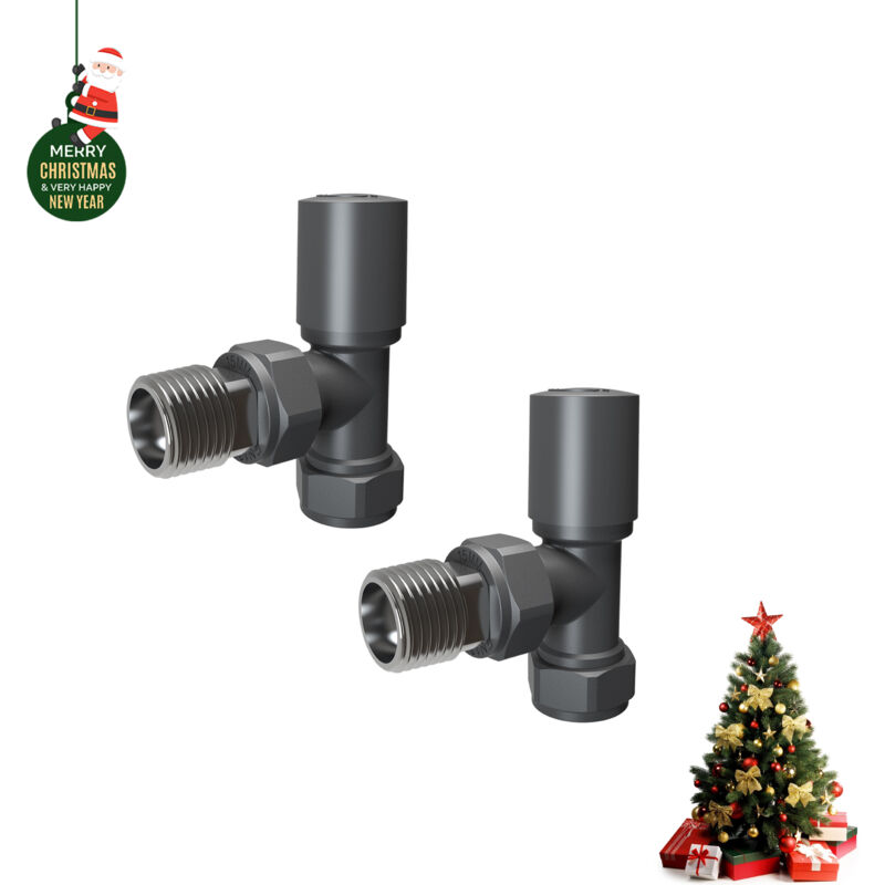 Image of AICA Anthracite Angled Radiator Valves 15mmx1/2"&hellip;