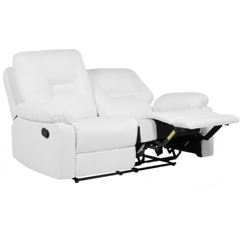 Manual Recliner Sofa 2 Seater BERGEN Faux Leather White