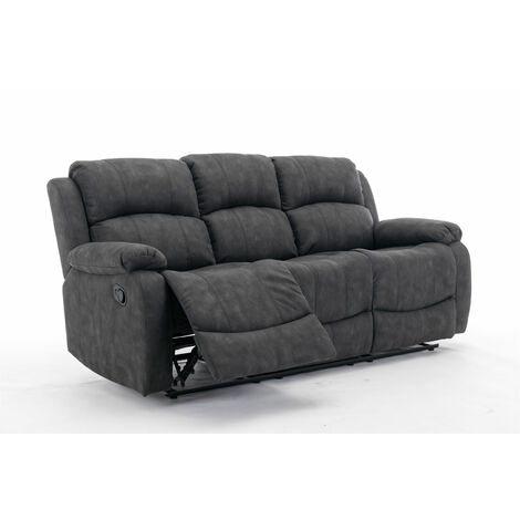 Manual Reclining Sofa Collection Sectional  Couches Set Grey  - 3 Seater