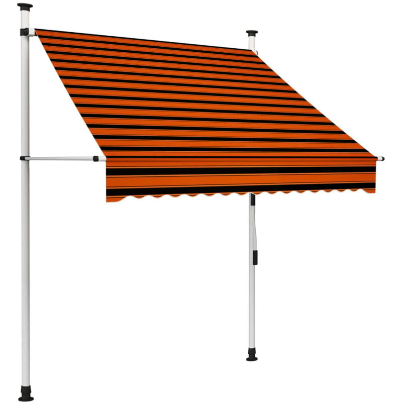 Manual Retractable Awning Orange and Brown 150 cm - Multicolour - Vidaxl