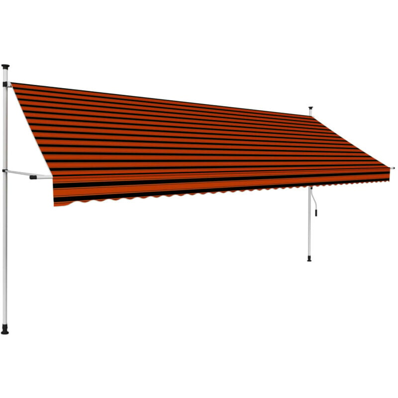 Manual Retractable Awning Orange and Brown 400 cm - Multicolour - Vidaxl