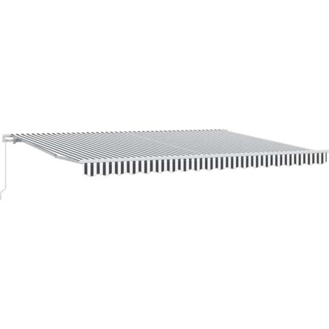 Manual Retractable Awning Anthracite&White 450x300 cm vidaXL