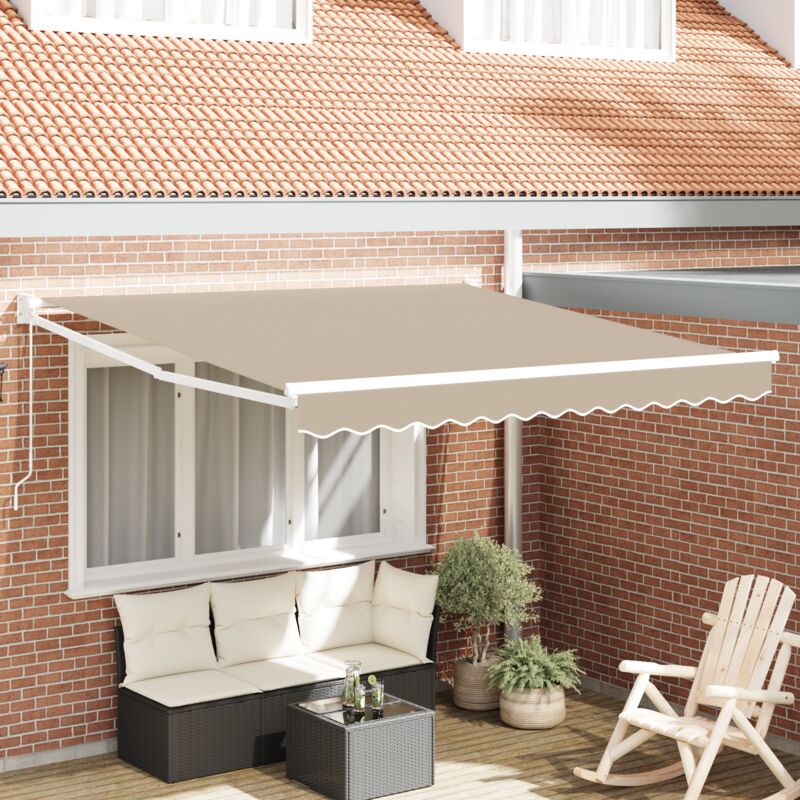 Retractable Awning Manual Beige 350 X 250 Cm Fabric Vidaxl