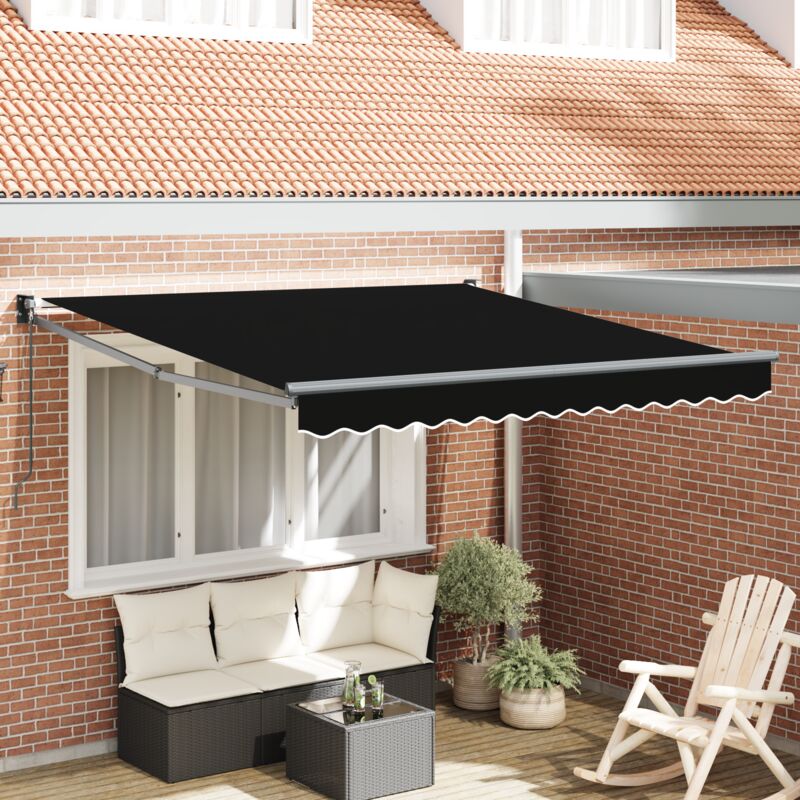Vidaxl - Awning Retractable Manual Black 3 X 2.5 M Polyester And Metal