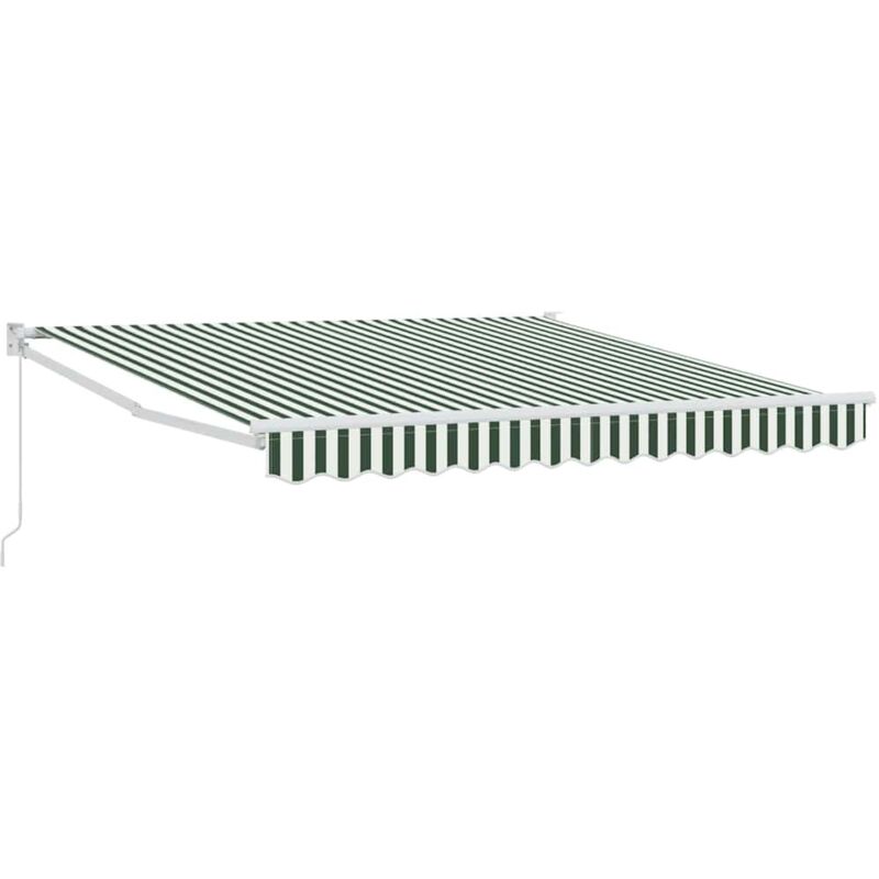 Awning Retractable Green And White 300 X 250 X 165 Cm Polyester Vidaxl