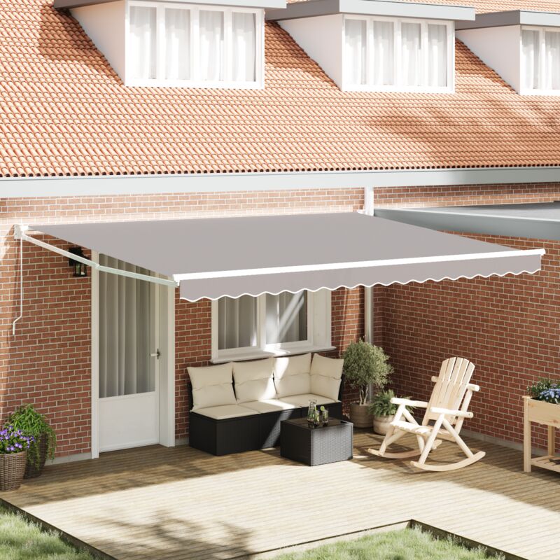Vidaxl Manual Retractable Awning Light Grey 450x300 Cm