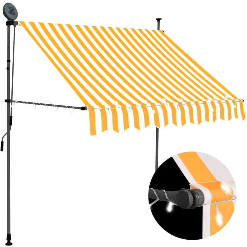 Manual Retractable Awning with led 100 cm White and Orange Vidaxl