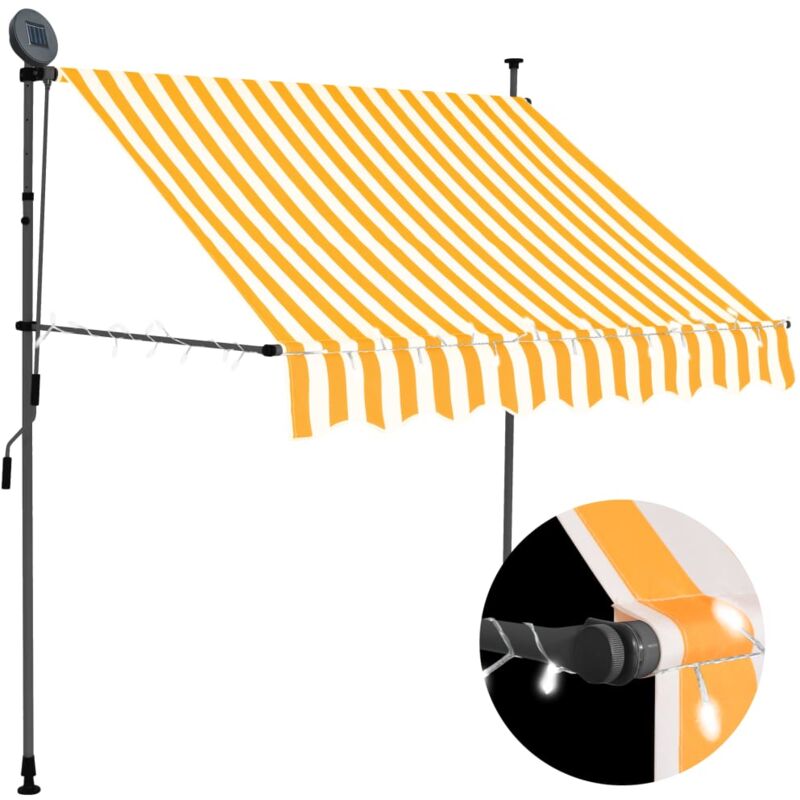 Manual Retractable Awning with LED 150 cm White and Orange - Multicolour - Vidaxl