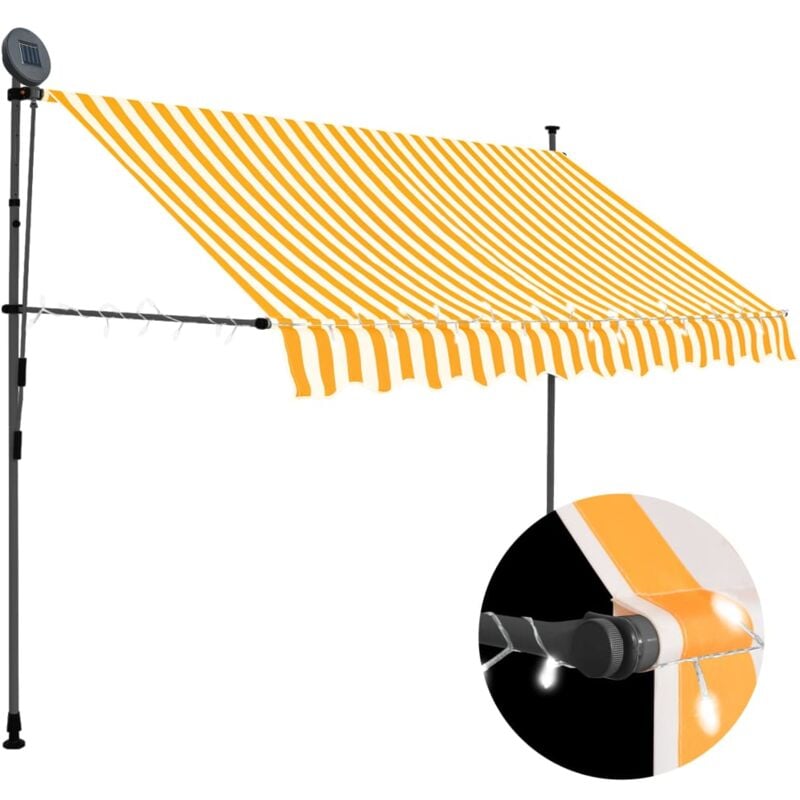 Manual Retractable Awning with LED 250 cm White and Orange - Multicolour - Vidaxl