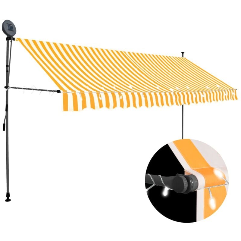 Vidaxl - Manual Retractable Awning with led 350 cm White and Orange