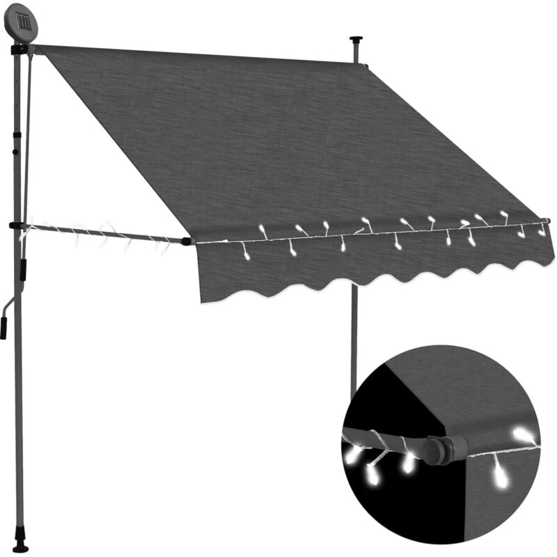 Vidaxl - Manual Retractable Awning with led 200 cm Anthracite