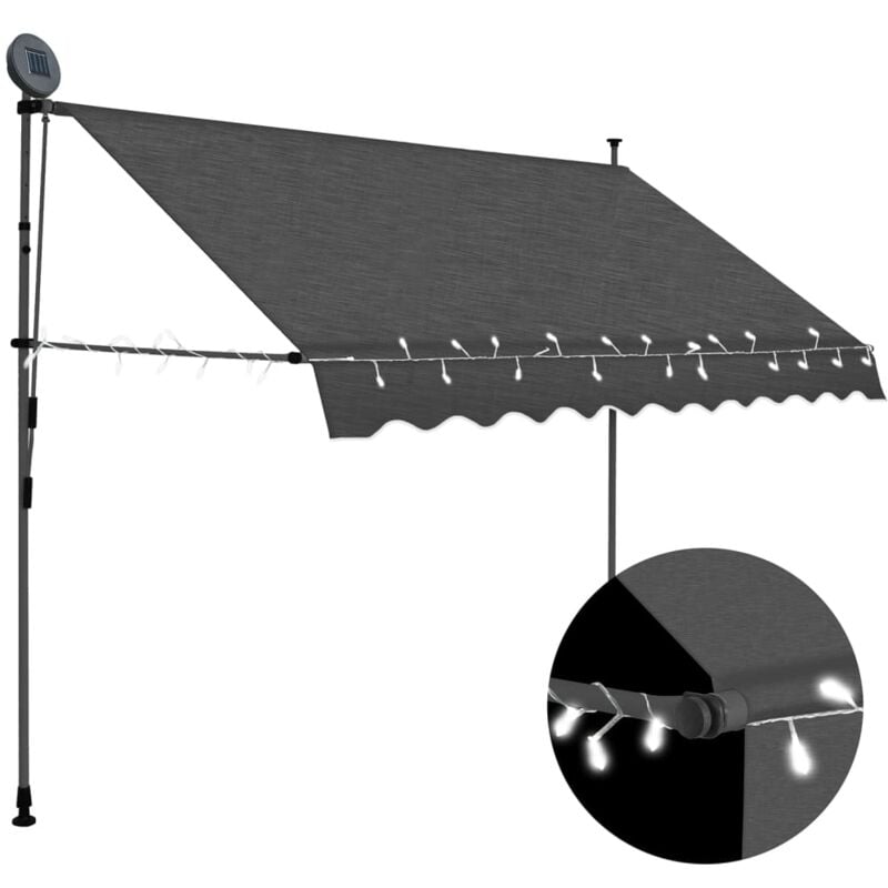 Manual Retractable Awning with led 300 cm Anthracite Vidaxl