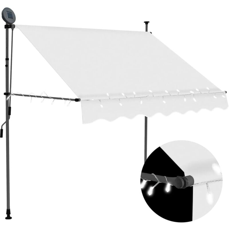 Manual Retractable Awning with LED 150 cm Cream vidaXL