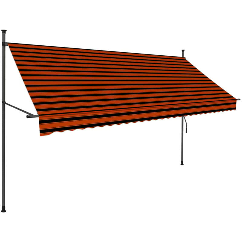 Manual Retractable Awning with LED 300 cm Orange and Brown - Multicolour - Vidaxl
