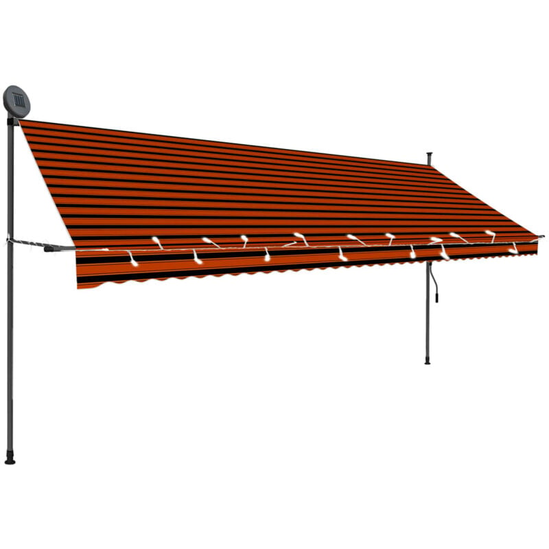 Manual Retractable Awning with led 400 cm Orange and Brown Vidaxl