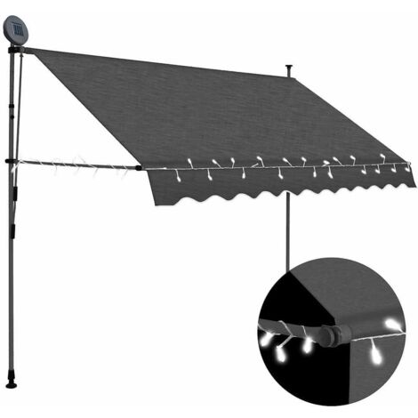 Manual Retractable Awning with LED 300 cm Anthracite vidaXL