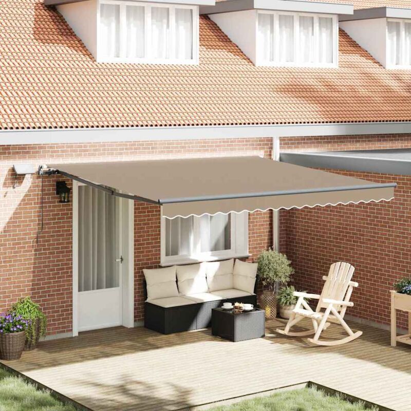 Vidaxl Retractable Awning Manual Beige 400 X 350 Cm Fabric