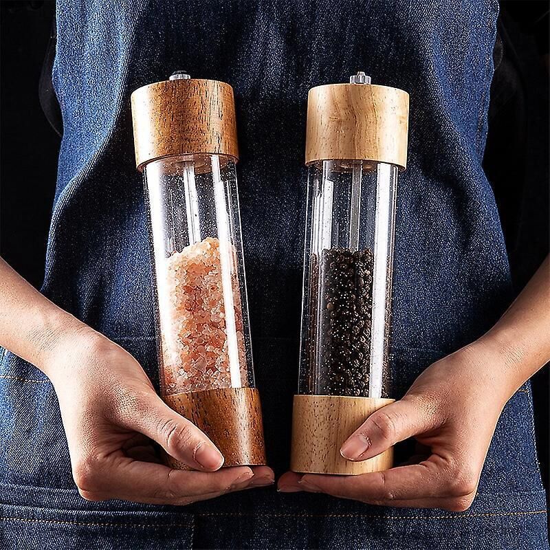 Manual salt and pepper mills: wooden stirrers with adjustable ceramic core, salt and pepper grinder, acrylic salt and pepper mill set from Prime