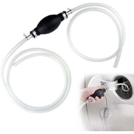 Manual transfer pump - Petrol and water pump with 2 meters of durable PVC hose - For car, boat, motorcycle, lawnmower