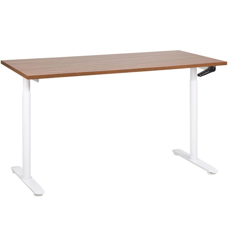 Beliani Manual Adjustable Standing Desk Destinas Brown/ White 160 Cm 72 Cm