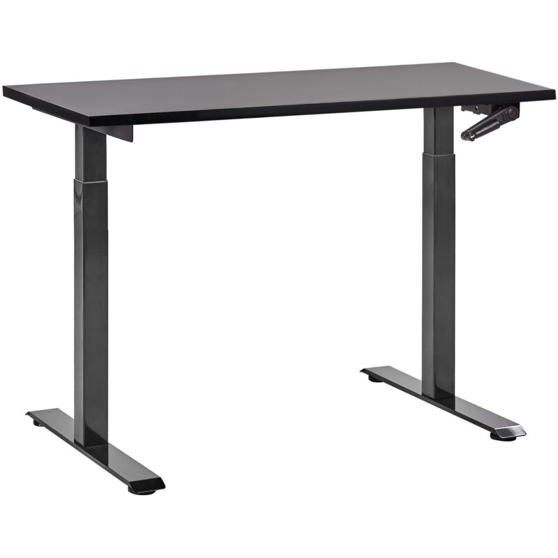 Beliani - Manually Adjustable Standing Desk Modern Office Square Feet 120 X 72 Cm Black Top Black Steel Frame Destines