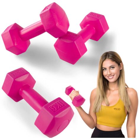 Manubri 4FIZJO ESAGONALI - 2 pezzi Rosa 1 kg