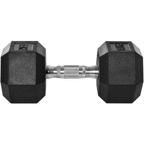 Manubrio 15 kg Esagonale con Impugnatura Antiscivolo Ø15,5 x 33,6 cm in Acciaio e Gomma Nero