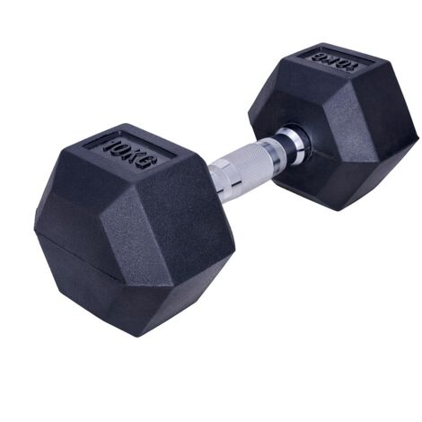 Manubrio esagonale - gomma nera - 10 kg - set da 2