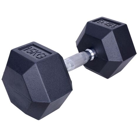 Manubrio esagonale - gomma nera - 15 kg