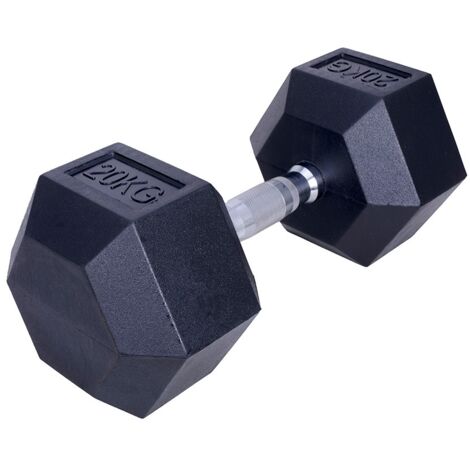 Manubrio esagonale - gomma nera - 20 kg