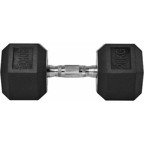 Manubro Esagonale da 20kg  per Workout in Palestra  in Acciaio e Gomma Nero