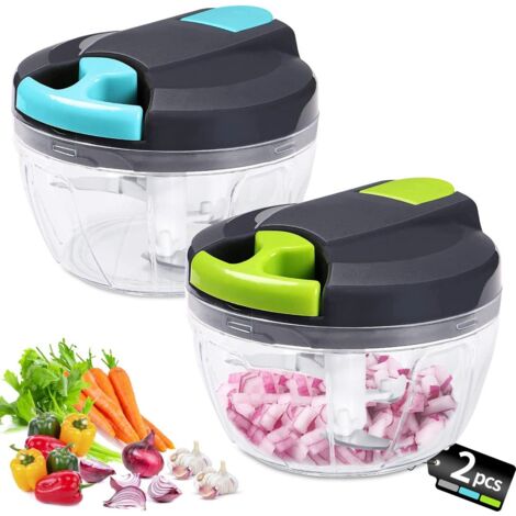 Manuel de chopper-520 ml Mini Oignon Chopper coupe l'oignon Cuisine-3 lames en acier inoxydable-coupe-légumes - 2 pièces