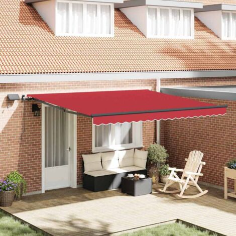 Manuelle aufrollbare Markise mit LED Rot 400x300 cm vidaXL537972