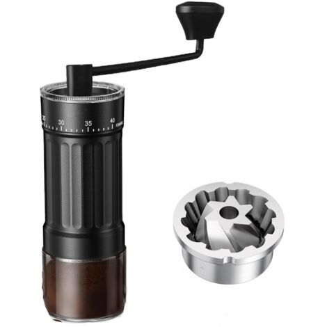 Manuelle Kaffeemühle – 40 Mahlgradeinstellungen, tragbare Keramikmahlmühle, 30 g Fassungsvermögen, für Espresso/Filterkaffee (Keramikmahlwerk, schwarz)