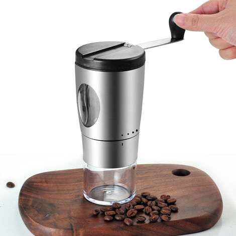 Manuelle Kaffeemühle aus Edelstahl – klappbarer Griff – 5 verstellbare Stufen – tragbare Kaffeemühle für Reisen und Zuhause