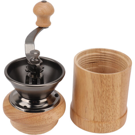 Manuelle Kaffeemühle aus Edelstahl mit ergonomischer Kurbel und konischem Mahlwerk, tragbar und im klaren Retro-Design