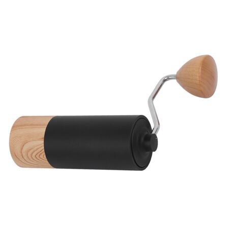 Manuelle Kaffeemühle aus Edelstahl mit verstellbarem Mahlwerk und heller Holzoptik