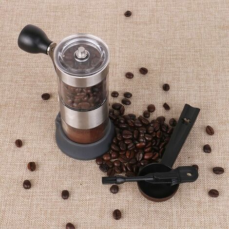 Manuelle Kaffeemühle mit Keramik-Mahlkern, verstellbare Mini-Kaffeemaschine, eine Bürste, für Reisen, Camping, Wandern