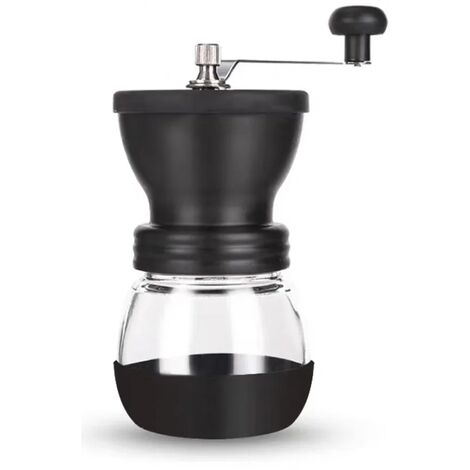 Manuelle Kaffeemühle, tragbare, verstellbare Keramik-Grillmühle mit Vorratsbehälter und weicher Bürste zum Kaffeemahlen und Kaffeepulver-Aufbewahren, für Zuhause, Büro