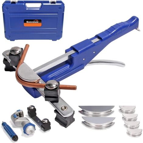 Manuelle Rohrbiegemaschine für 6-22 mm (1/4'' - 7/8'') mit einem Biegebereich von 0-90°, mit Rohrschneider und Entgratungswerkzeug für Kupfer- und Aluminiumrohre (6-22 mm Frontbiegung).