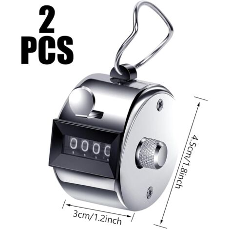 JALLERIA Manueller Clicker, mechanischer Klickzähler, Metallzähler, Ziffernzähler, Fingerzähler, manueller Clickerzähler, Strickreihenzähler, Metallklickzähler 2PC