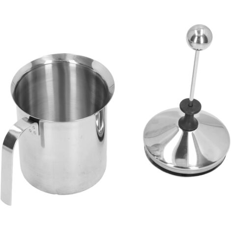 Manueller Milchaufschäumer (800 ml) aus doppelwandigem Edelstahl für Cappuccino und Latte Macchiato