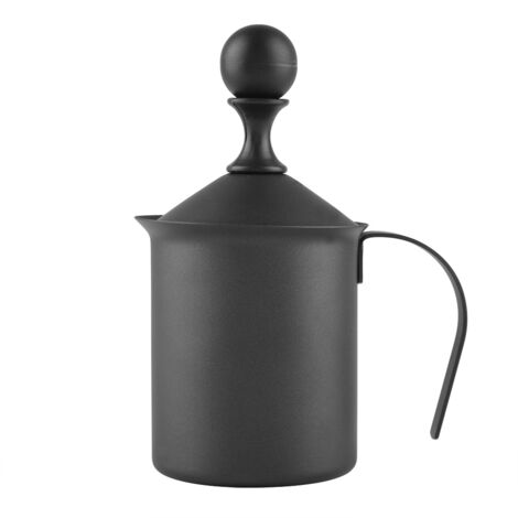 Manueller Milchaufschäumer aus Edelstahl mit Doppelsieb für Cappuccino (400 ml)