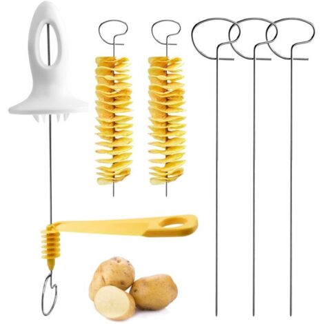 Manueller Spiralkartoffelschneider, manueller Gemüseschneider mit 4 gedrehten und geschwungenen Edelstahlrippen, Messer