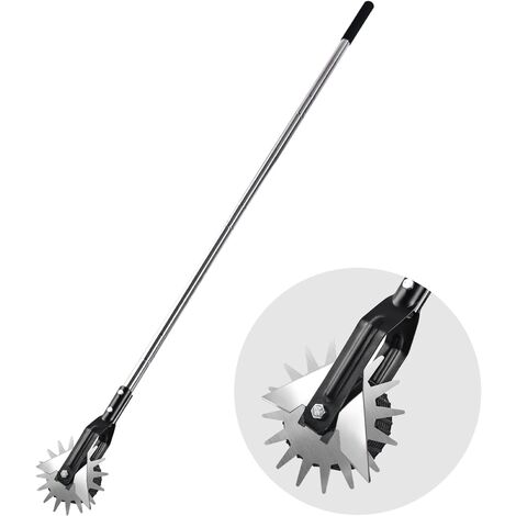 Manueller Unkrautvernichter, Rotierender Rasentrimmer mit Rad, stabiler 3-teiliger Griff aus Edelstahl, 130 cm