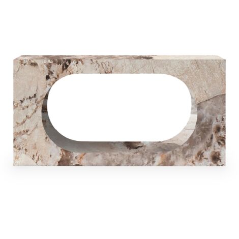MANYA - Console rectangulaire marbre d'ingénierie beige et marron