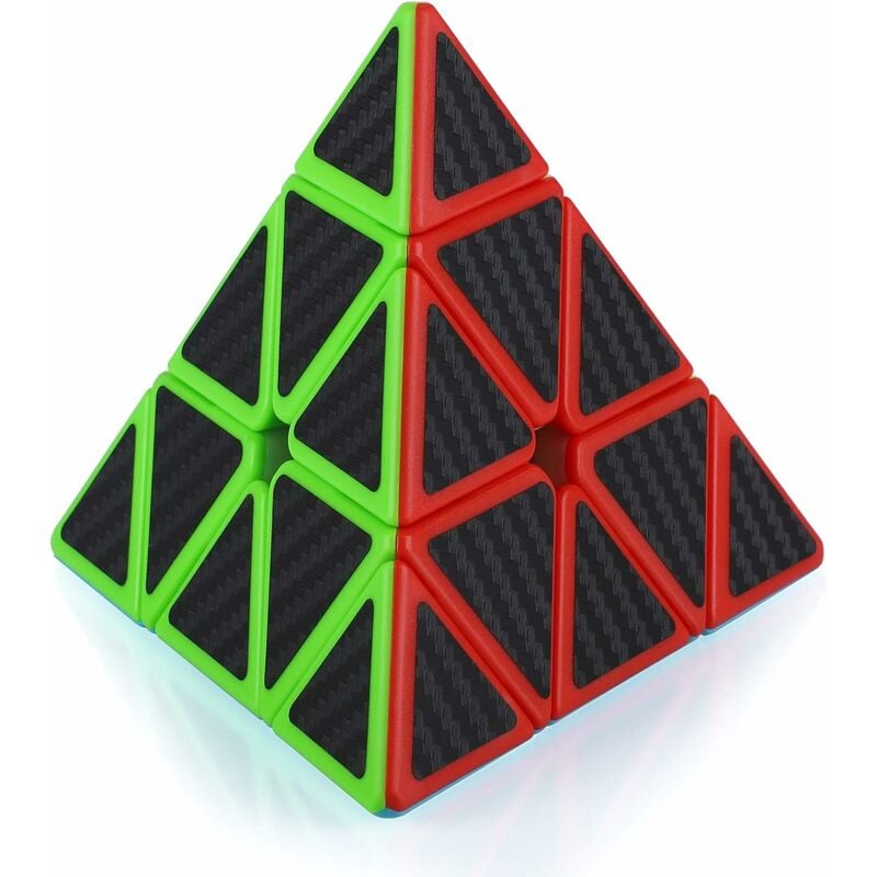 Rosier - Maomaoyu Pyraminx Cube 3x3 3x3x3 Speed Cube Pyramide Triangle Magique Puzzle Twist Magic Cube Fibre de Carbone Autocollant Cadeau de